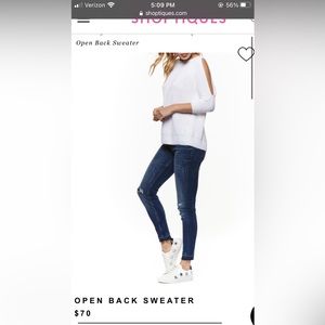 Open back cold shoulder white sweater medium